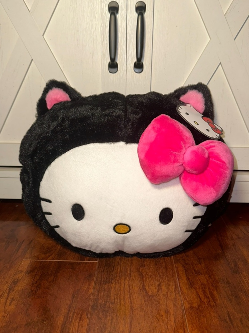 Hello Kitty Black & Pink Halloween Cat Face Decorative Pillow